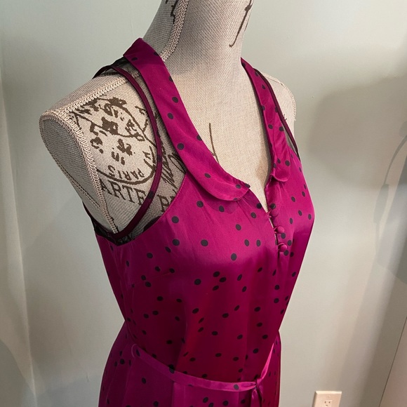 Peter Pan Collar Dress with Polka Dots and Mesh, S - Picture 7 of 12